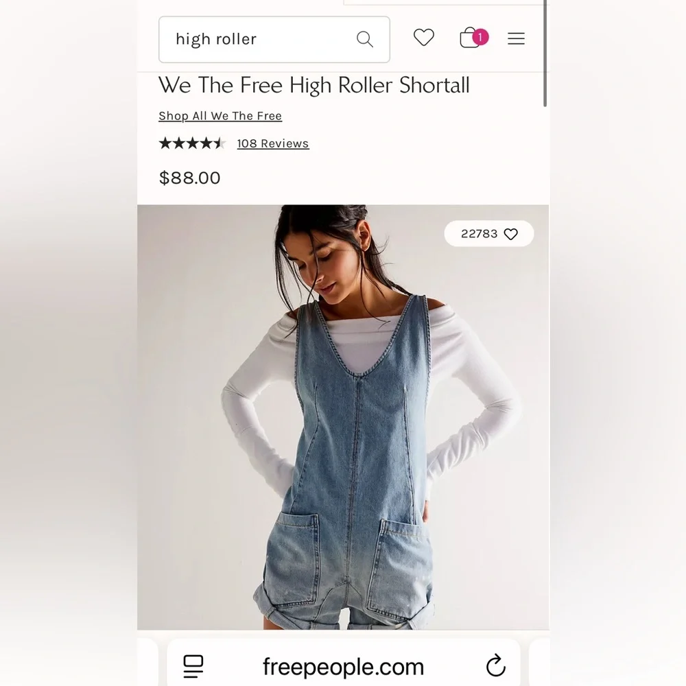 NWOT WeThe Free High Roller Shortall In Bright Eyes Sold Out On Free People - Picture 8 of 15